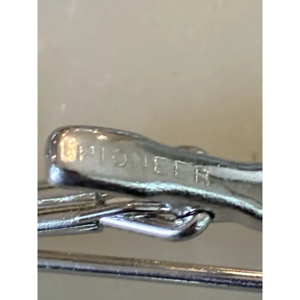 Vintage Pioneer CZ Sapphire Color Silver Toned Tie Clip L2